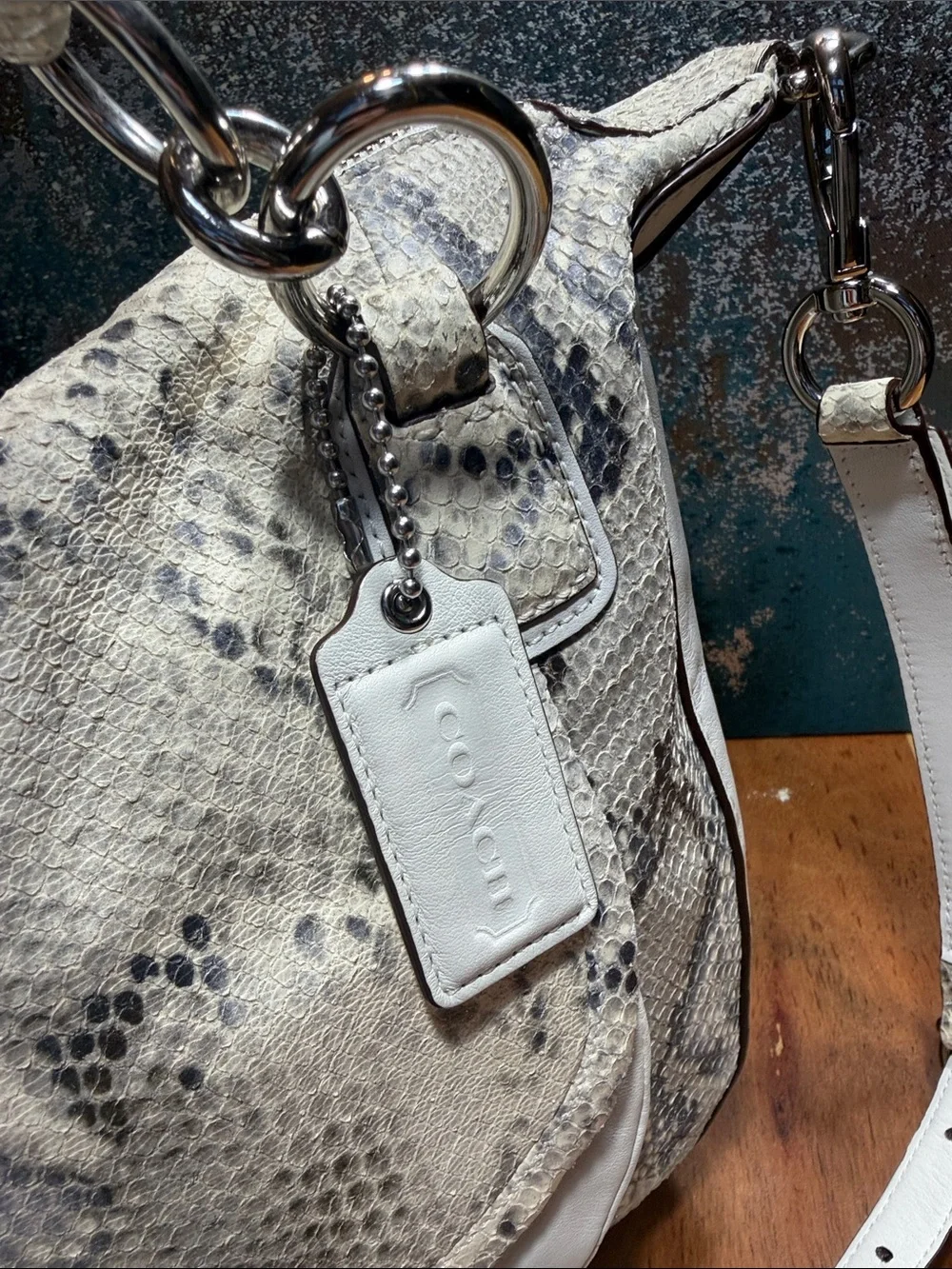 Coach Rare 2011 Kristin Python Embossed‎ Leather Convertible Hobo Bag EUC